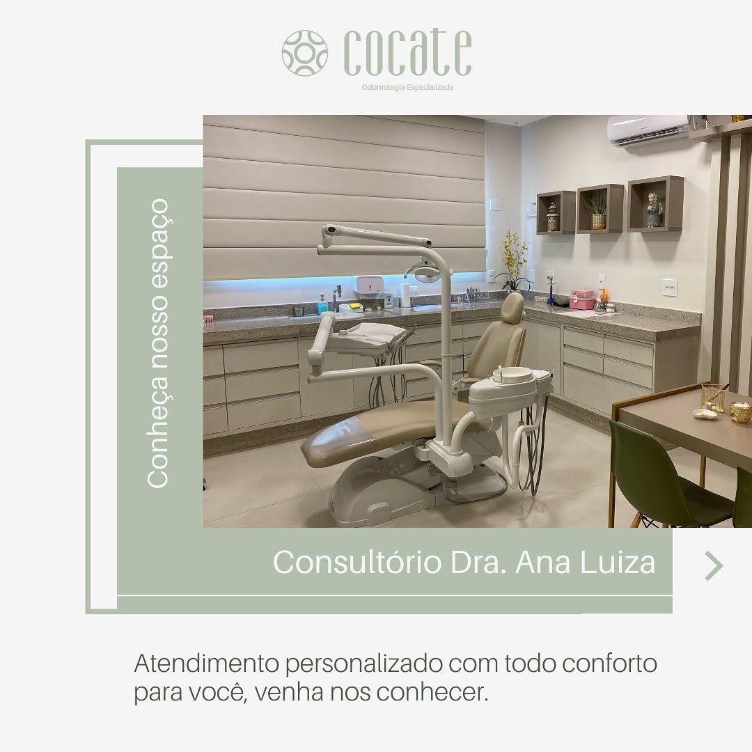 Consultório da Ana Luiza, com cadeira e equipamentos odontológicos